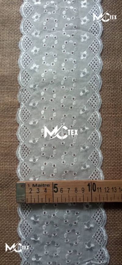 Broderie anglaise 12Cm blanc cessé 12 mètre